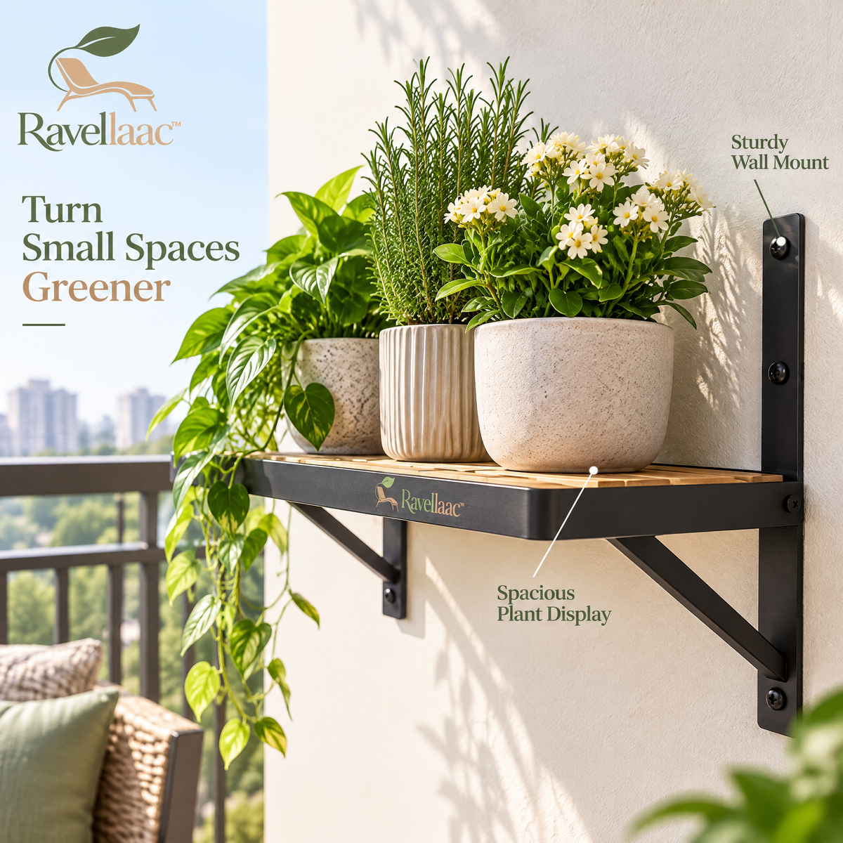 Ravellaac™ Wall Mounted Balcony Plant Shelf image 2