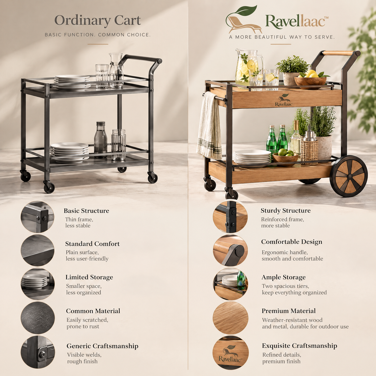 Ravellaac™ Outdoor Serving Cart with Wheels image 6