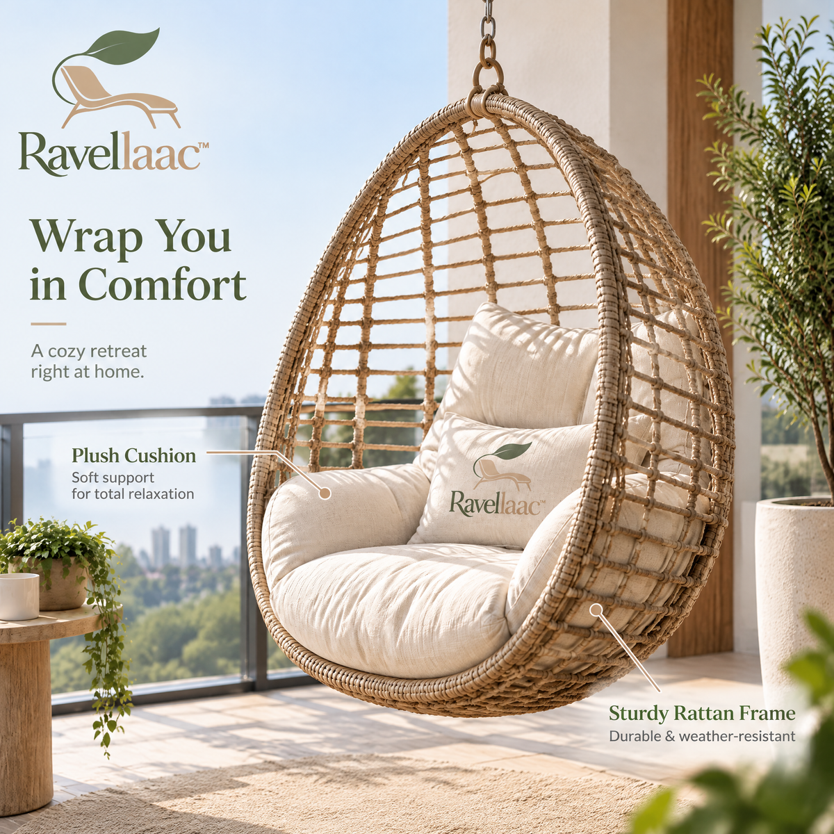 Ravellaac™ Hanging Balcony Swing Chair image 4