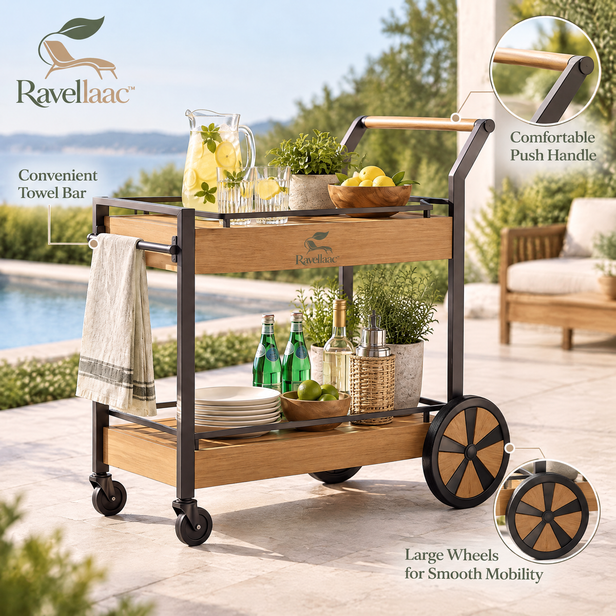 Ravellaac™ Outdoor Serving Cart with Wheels image 5